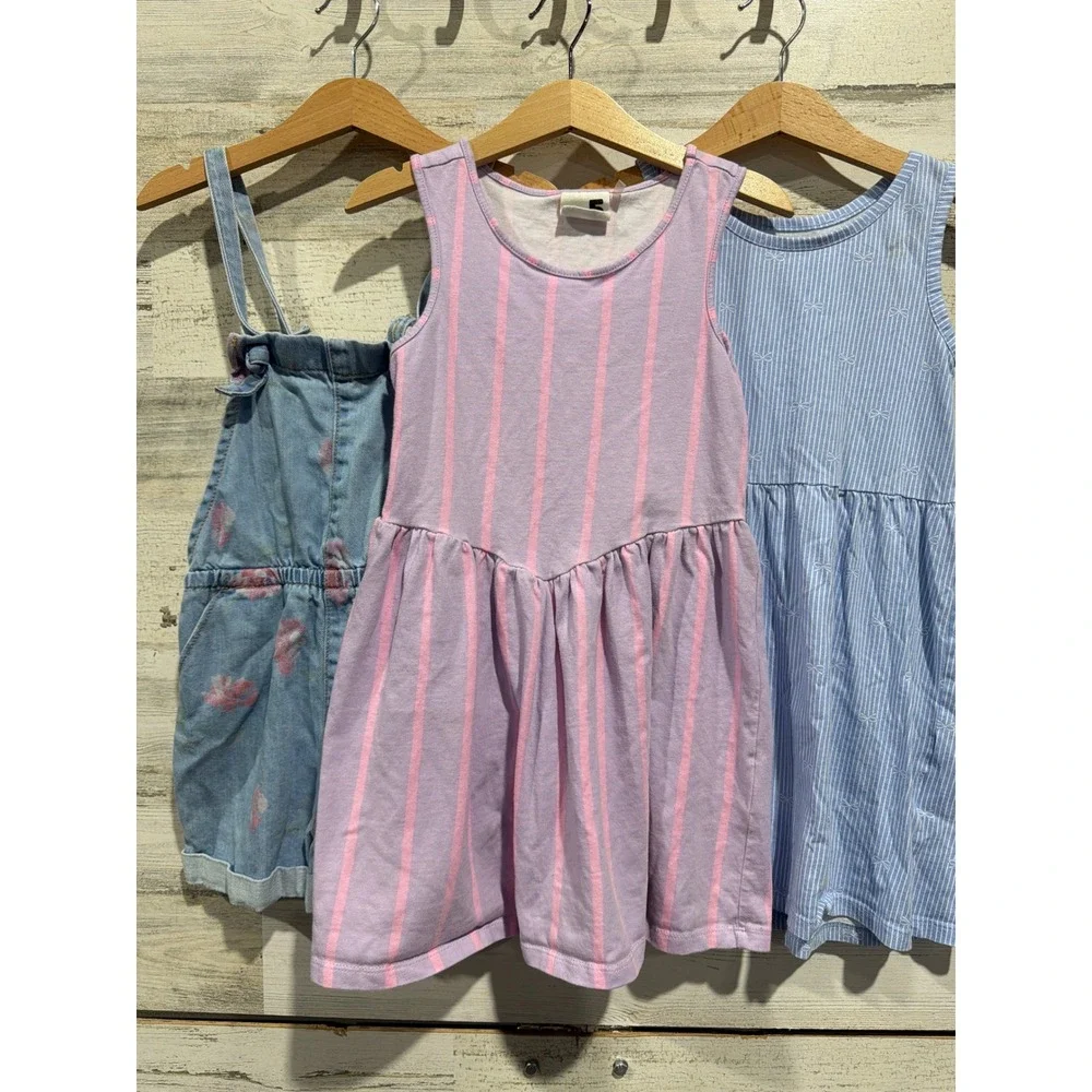 OshKosh Cotton On H&M Dress Lot Girls 5T Multicolor Floral Stripe Summer EUC